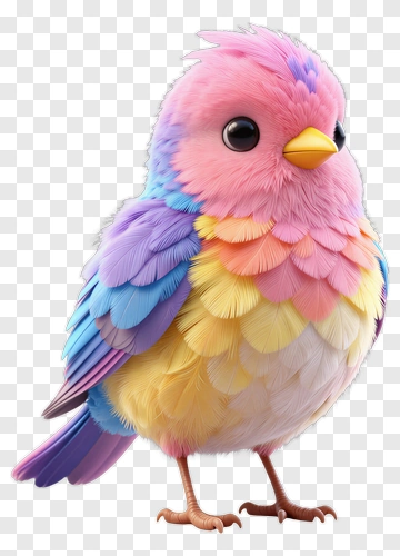 Colorful Bird With Pastel Feathers PNG