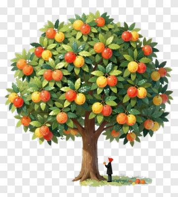 Felt Tree With Orange Fruits PNG