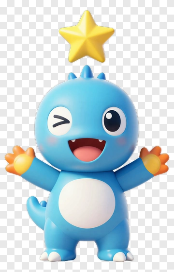 Cartoon Dinosaur Winking With A Star PNG