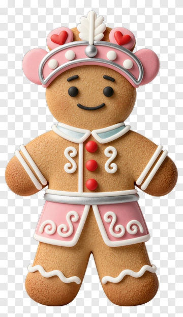 Gingerbread Man With Pink Decorations PNG