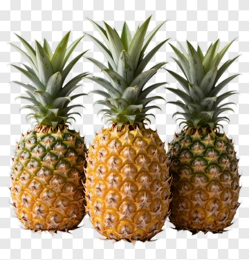 Pineapples With Fresh Green Tops PNG