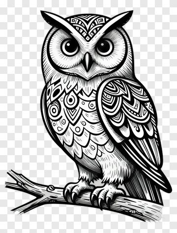Detailed Owl Illustration PNG