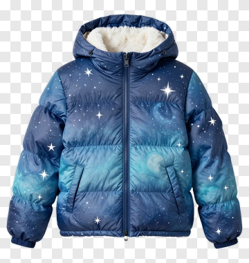 Puffy Jacket With Starry Night Design PNG