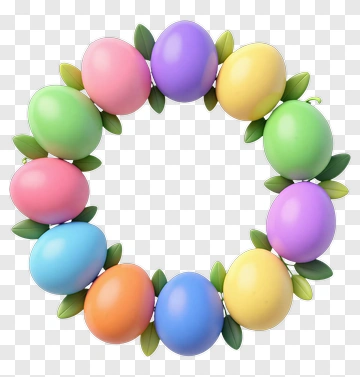 Colorful Easter Egg Wreath PNG
