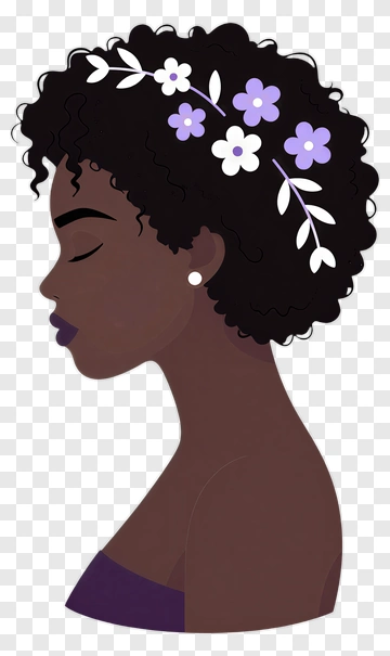 Profile Of A Woman With Floral Hair Accessories PNG