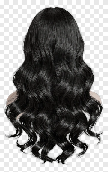 Long Wavy Black Hair PNG