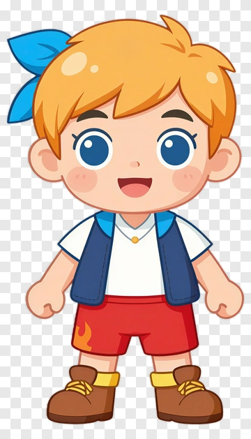 Cartoon Boy With Blue Bandana PNG