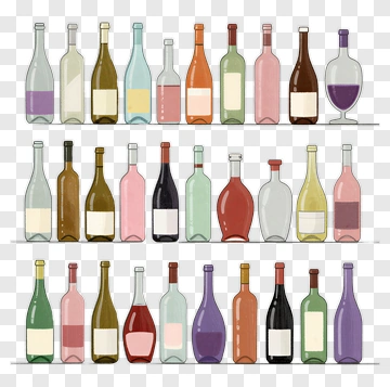 Collection Of Colorful Wine Bottles PNG