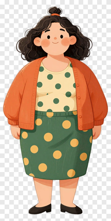 Cartoon Woman In Polka Dot Outfit PNG