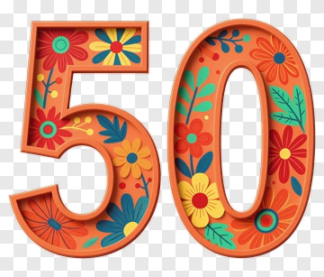 Colorful Floral Number 50 PNG