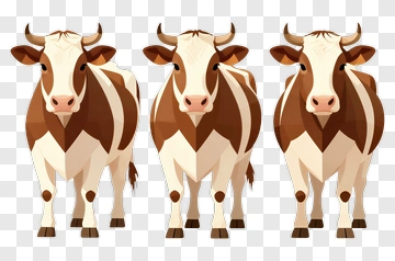 Cartoon Cows Standing Together PNG
