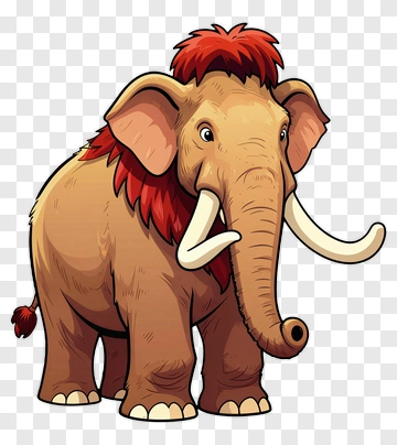 Cartoon Elephant With Red Mane PNG