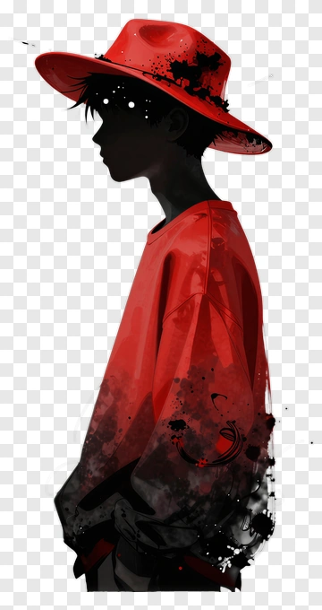 Silhouette Of A Person In A Red Hat And Sweater PNG