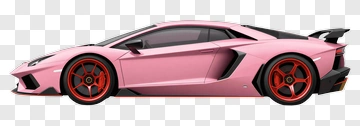 Pink Sports Car With Red Wheels PNG