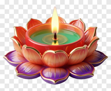 Colorful Lotus Candle PNG