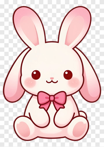 Cartoon Bunny With Pink Bow PNG