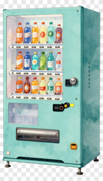Vending Machine With Assorted Drinks PNG