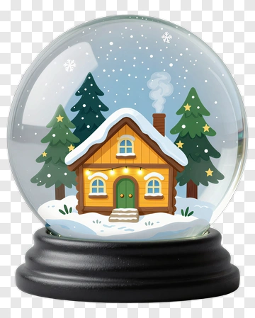 Snow Globe With A Cozy Cabin And Pine Trees PNG