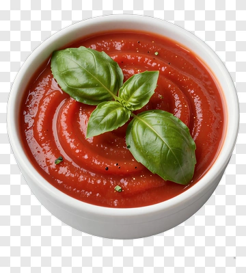 Bowl Of Tomato Sauce With Fresh Basil PNG