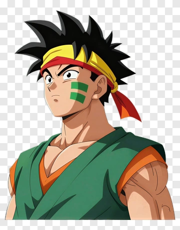 Anime Character With Headband And Green Face Paint PNG