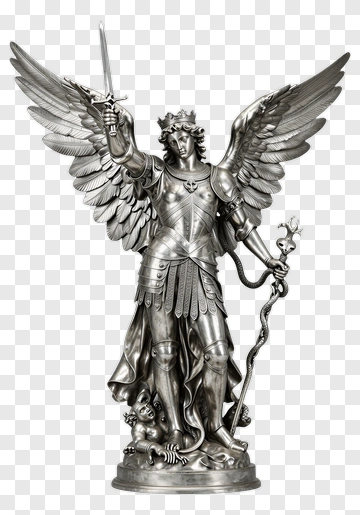 Silver Archangel Michael Statue PNG