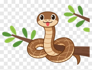 Cartoon Snake On A Branch PNG