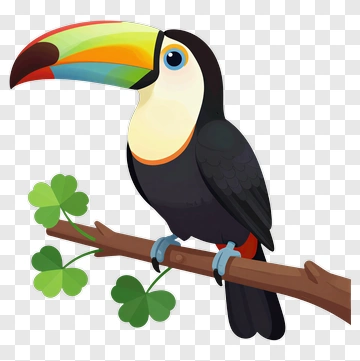 Cartoon Toucan Sitting On A Branch PNG