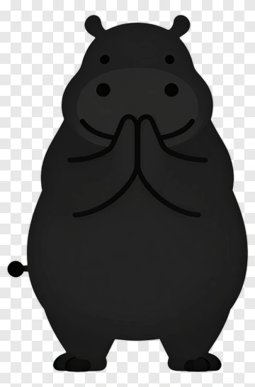Cartoon Hippo With Hands Together PNG