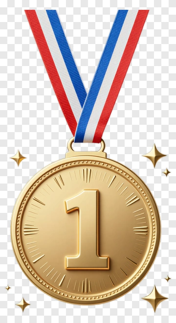 Gold Medal With Number One And Ribbon PNG