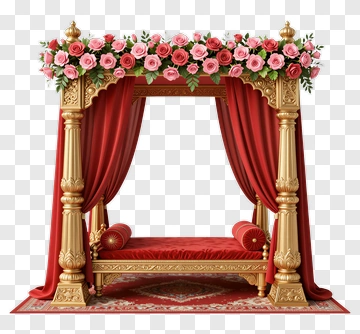 Elegant Wedding Canopy With Floral Decorations PNG
