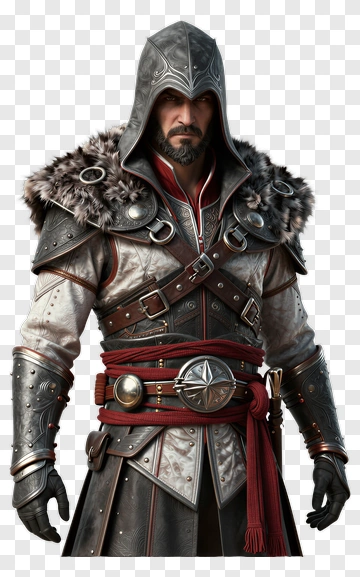 Assassin Character In Detailed Armor PNG
