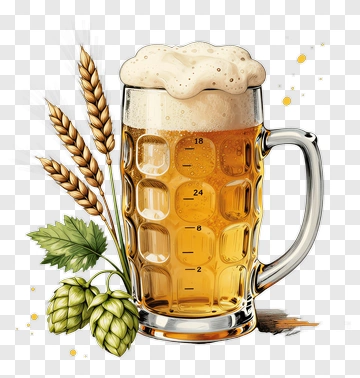 Beer Mug With Wheat And Hops PNG