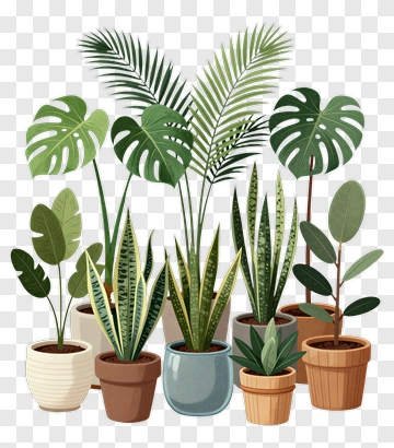 Collection Of Potted Indoor Plants PNG