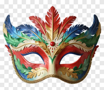 Colorful Feathered Carnival Mask PNG