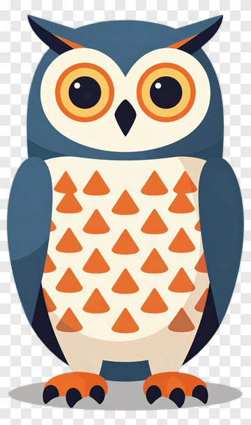 Cartoon Owl With Geometric Patterns PNG