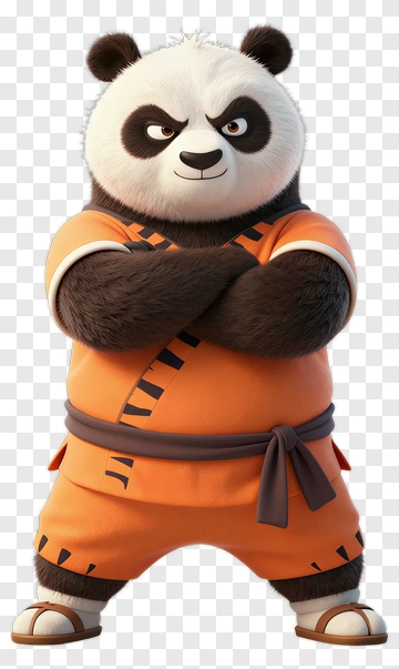 Kung Fu Panda In Orange Martial Arts Outfit PNG