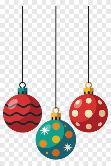 Colorful Christmas Ornaments Hanging PNG