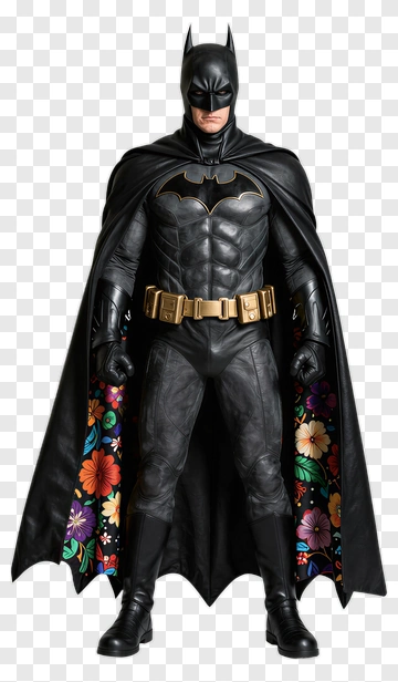 Batman In A Colorful Floral Cape PNG