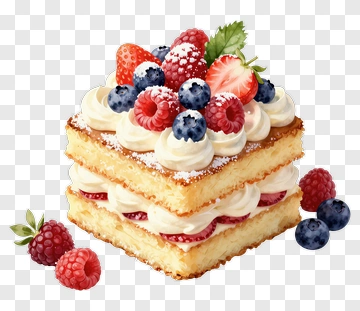 Layered Cake With Berries And Cream PNG