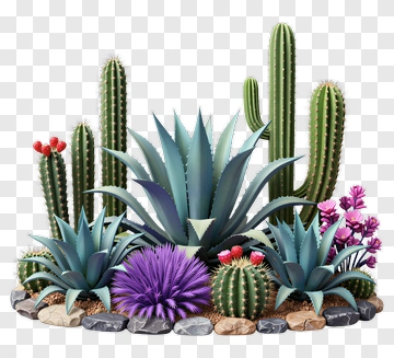 Colorful Cactus Garden PNG