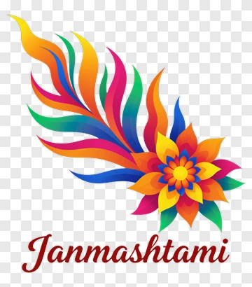 Colorful Janmashtami Floral Design PNG