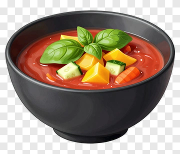 Vegetable Soup In A Black Bowl PNG