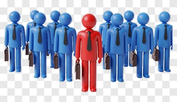 Business Team With Red And Blue Figures PNG