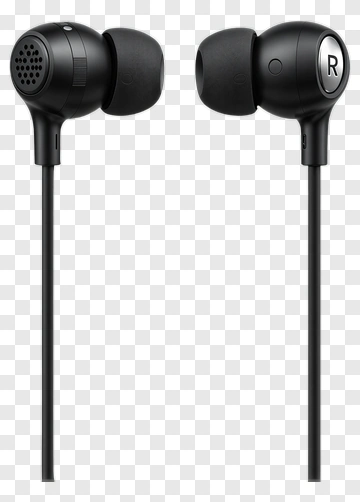 Black Wired Earbuds PNG