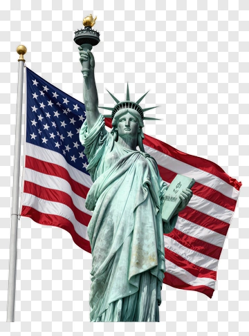 Statue Of Liberty With American Flag PNG