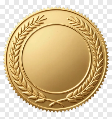 Gold Medal With Laurel Wreath Design PNG
