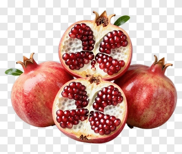 Fresh Pomegranate Halves And Whole Fruits PNG