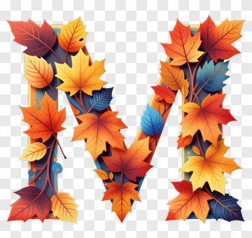 Autumn Leaves Forming The Letter M PNG