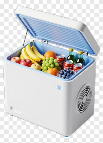 Cooler Filled With Fruits And Beverages PNG