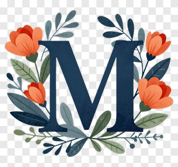 Floral Letter M Design PNG